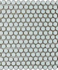 Silk White Penny Round Porcelain Mosaic Tile For Floor And Wall, 11.875 Inch By 12.625 Inch, Mesh Mounted, Glazed High Sheen Finish