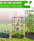 Two Pack Raised Garden Bed Tomato Planter Box With Trellis 43.4 Inch Self Watering Cage For Climbing Plants Veggies Flowers And Vines