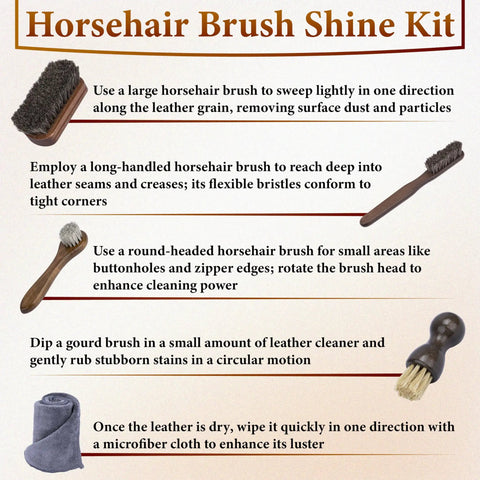 Dope Leather Brush For Car Detailing With Horsehair Bristles And Wood Handle Soft On Leather Seats Upholstery Carpet Interior Trim