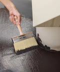 Wide 5 Inch Deck Stain Brush With Wooden Handle applying stain for smooth, even finishes on wood surfaces