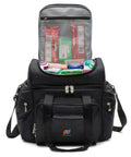Beefy Extra Large Cooler Bag With Leakproof Hard Liner Bucket 14 By 13 By 9 And A Half Inches Black Polyester open with items inside