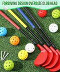 4 Pack Backyard Golf Club Set For Kids And Adults, Adjustable Plastic Practice Clubs with balls and tees on grass