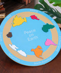 Big Hands On Seven Continents Puzzle Wooden World Map Board For Kids, Geography Learning Kit with identified continents.