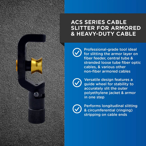 Black Fiber Optic Cable Slitter For Armored Cables And Central Tubes, Portable Cutter, close-up view showing design features