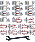 Top Shelf Chrome Sidewall Fire Sprinkler Kit With One Half Inch Npt Standard Response And K Factor Rating Including Ul Listed Escutcheon Wrench And Head Guard For No Hassle Ready To Deploy Ten Pack Installation set with sprinklers, escutcheons, and wrench.