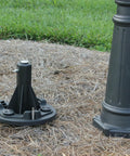 Solar Lamp Post Installation Kit With EZ Anchor Ground Auger and Built In Leveling Tool on grass, black base detail