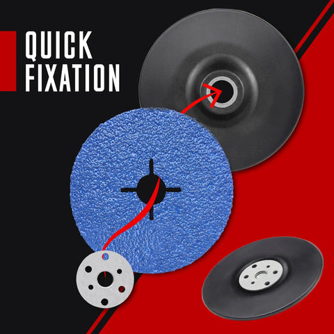 Quick fixation of Zirconia Resin Fiber Sanding And Grinding Discs For Angle Grinder 5 Inch By 7 Eighths Inch 24 Grit 25 Pack With Backing Pad And Lock Nut Ideal For Metal Wood And Fiberglass