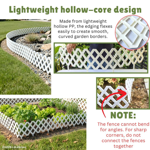 Garden Edging Border Kit 10 Pack 23x8.5 Inch White Plastic Fence Panels for Yard Lawn Patio Pathways Trees Landscape Edging