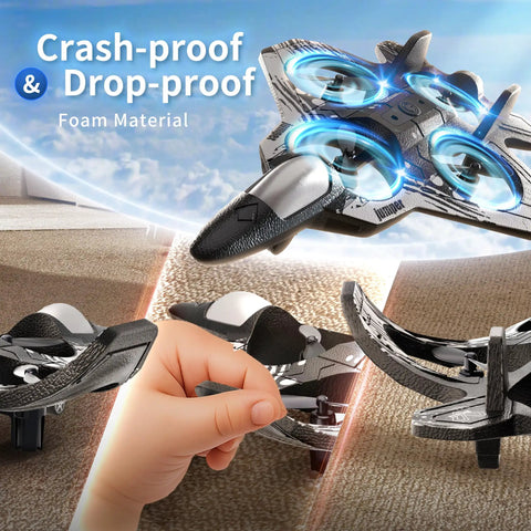 Remote Control Foam Airplane Drone Stunt Plane With LED Lights showing crash-proof foam material and durability features