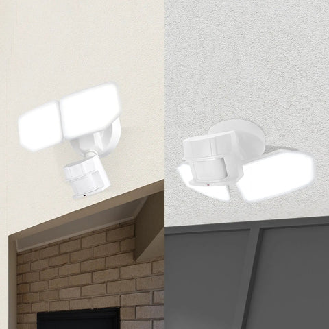 Super Bright LED Motion Sensor Security Light Outdoor, 2 Head Adjustable, 180 Degree Coverage, 2600 Lumens, 5100K Cool White, ETL Water Resistant, Energy Star Certified, Perfect For Patio, Garage, And Porch