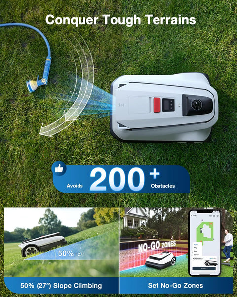 Top view of Goat A3000 LiDAR Robot Lawn Mower With Dual LiDAR Navigation For Large Yards Up To Three Quarters Of An Acre 13 Inch Cutting Width