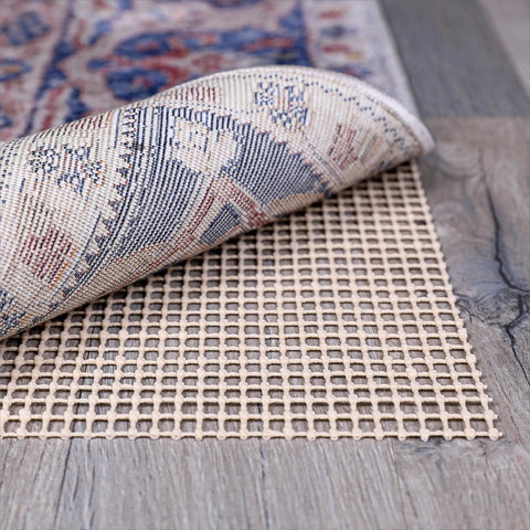 Natural Non Slip Rug Pad For Hardwood Floors And Hard Surfaces Low Profile 2 Ft X 6 Ft Keeps Rugs In Place Showing Grip Under Rug