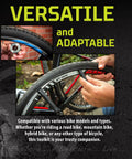 Hands using spoke wrench and tire lever from Everyday Ride Ready 21 Piece Bicycle Repair Tool Kit Set on a road bike wheel.