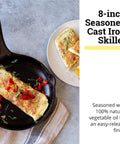 8 Inch Cast Iron Skillet With Ergonomic Handles For Easy Grip And Spatula Friendly Sides Built For Superior Heat Retention And Even Sear Every Time Durable Cookware For Stove Oven Or Camp Kitchen Game Day Ready A Must Have For Real Home Chefs with omelette