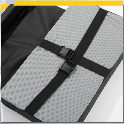 Go Kart Two Seater Seat Cushion With Elastic Straps, Waterproof PU Go Cart Seats For Two, shown in gray with black straps