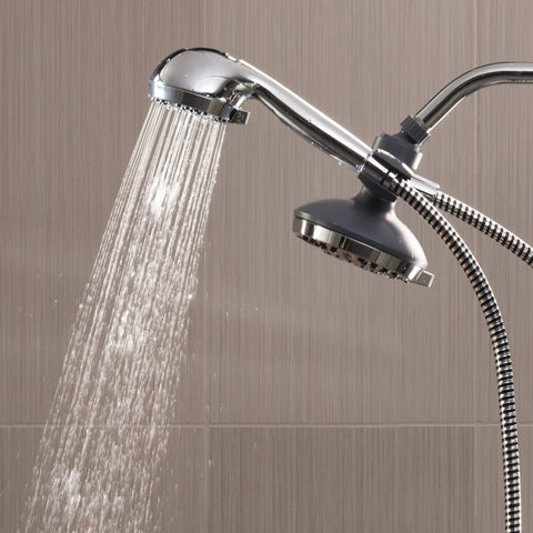 High Pressure 2 In 1 Shower Head System With Handheld Spray And 5 Foot Hose, PowerPulse Therapeutic Massage, Chrome Finish, 12 Settings
