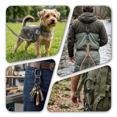 1kN Swivel DoubleEnded Carabiner Clip Set Built To Haul Heavy Duty Wire Gate Carabiners used for dog leash, fishing, keys