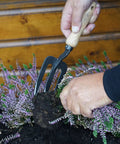 Welldone Hand Fork For Small Beds And Clay Soil Break Up Lightweight Yet Tough Dutch Made Quality Garden Tool in use.