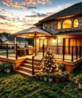 Top Shelf Deck Railing Kit For Patios And Balconies With Post 36 Inch Height And 3 Feet Wide Durable Outdoor Porch Guardrail featuring a warm sunset on a deck.
