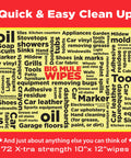 Oversized 10X12 Cleaning Wipes For All Purpose Garage And Auto Cleanup Ink Paint Tar Grime Remover Tough As Nails Industrial Strength Yet Gentle On Hands With Lanolin Ideal For Home Tools Car Interiors And Multiple Surfaces packaging with text describing cleaning uses