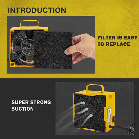 Yellow Solder Smoke Absorber And Fume Extractor For Soldering Station DIY Working Fan With Zero Point Four Inch Activated Carbon Filter