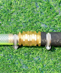 Heavy Duty Solid Brass Garden Hose Fittings Set With Double Female Couplers, Three Quarter GHT Female Threads, shown connecting hoses
