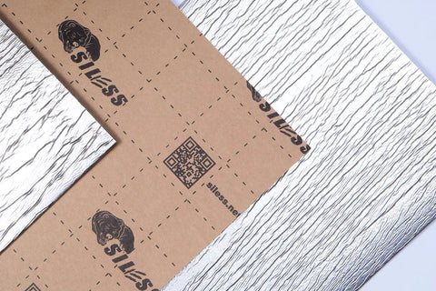 Heavy Duty Car Sound Deadening And Thermal Insulation Sheet 157 Mil Thick with aluminum foil and packaging view.