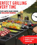 Rolling Grill Basket With Removable Wooden Handle, grilling vegetables on sturdy stainless steel rack with locking mechanism