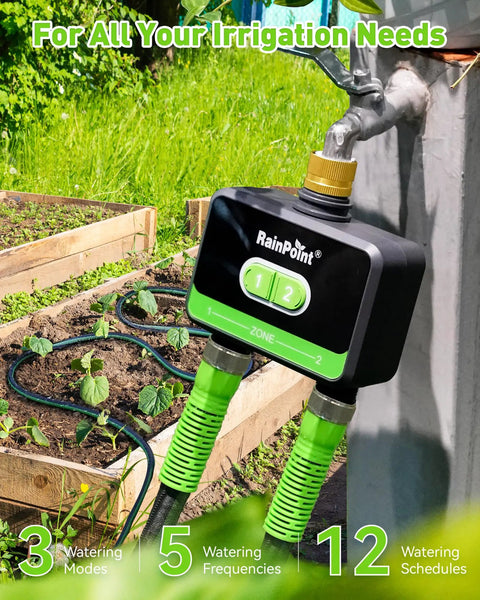 WiFi Garden Hose Timer With Brass Inlet Dual Zone Smart Sprinkler Controller For Lawn And Yard Remote Irrigation System