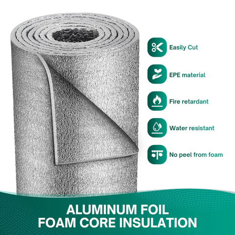 Beefy Reflective Window Insulation Roll Knockout Heat Blocker And Draft Stopper in 24x10 foot aluminum foil with smooth finish.