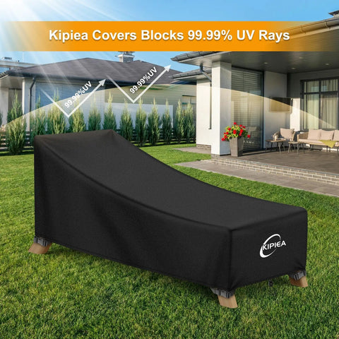 Waterproof Patio Chaise Lounge Chair Cover For Outdoor Furniture, Heavy Duty Protection With UV Shield, Tear Resistant No Fading