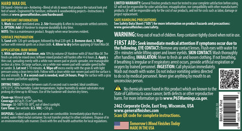 Next Level Hard Wax Oil With Dedicated Hardener Mix For Interior Raw Wood Furniture And Millwork Sealing Natural Grain Enhancement Smooth Drying Urethane Polymer Coating Four Ounces product instructions on label