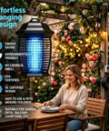 Powerful 20W 4200V Electric Bug Zapper For Indoor Outdoor Use With IPX4 Waterproof Design And 6 Foot Cord hanging outdoors