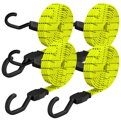 Heavy Duty 48 Inch Bungee Cords With Hooks 4 Pack For Moving And Hauling Flat Rubber Elastic Tie Down Straps