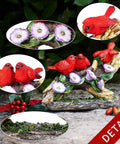 Cardinal Garden Statue With Solar Lights Outdoor Memorial Figurine Waterproof LED cardinal decoration with floral details