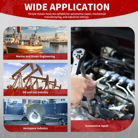Wide application of 61-Piece Thread Chaser Set For Metric And SAE Threads With Pitch Gauge Complete Thread Repair Kit