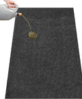 60 By 36 Inch Oil Spill Mat For Garages And Driveways, Heavy Duty Absorbent Floor Pad in use, catching oil pour, with waterproof backing