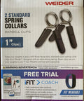 Package of 2 Standard Spring Collars for 1-inch barbells, featuring durable construction and secure locking mechanism by Weider.