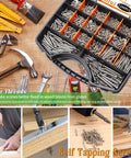 All In One 1200 Pc Stainless Steel Wood And Sheet Metal Screws Set M3 M4 M5 M6 Phillips Drive Flat And Pan Head Self Tapping Marine Grade 304 From One Quarter Inch To Two Inches Length, shown in compartments with woodworking tools.