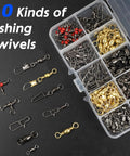 All In One 175 Piece Fishing Swivels Kit With Barrel And Ball Bearing Swivels 3 Way Swivels Coastlock Snaps compact tackle box
