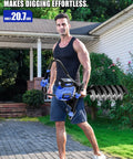 Man holding 40V Brushless Cordless Earth Auger With 8 Inch Auger Bit For Fence Posts Battery And Charger Included Dig Holes Fast In The Yard With Multiple Speeds And Reverse To Make Post Holes A Breeze