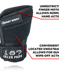 Slide On Derby Wrist Guards For Roller Derby with unrestricted finger motion and sweatband for quick wipe
