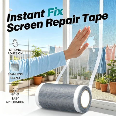 Peel And Stick Window Screen Repair Patch, Weather Resistant Mesh Tape applied to window for an invisible fix for holes.