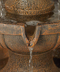 Close-up of Huge 43 Inch Italian Style Outdoor Fountain With Faux Stone Finish 3 Tier Waterfall Floor Fountain for Patio