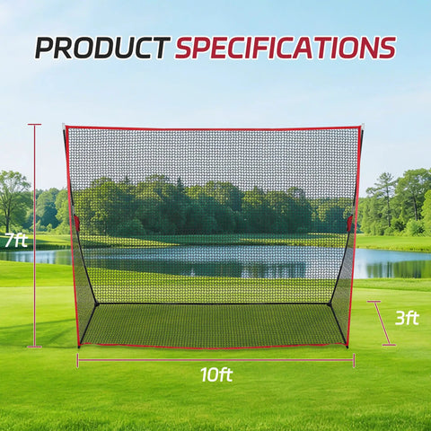 Portable 10x7ft Golf Practice Net With Carry Bag For Indoor Outdoor Backyard Driving Hitting And Chipping Training Durable Frame Easy Setup For Home Golfers on a grassy field