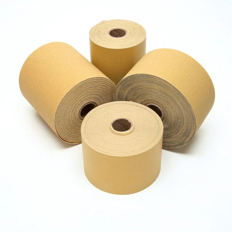 Stikit Gold Paper Sheet Roll 216U with PSA Attachment, aluminum oxide sanding rolls, 2 3/4 in wide, 45 yd length, set of rolls