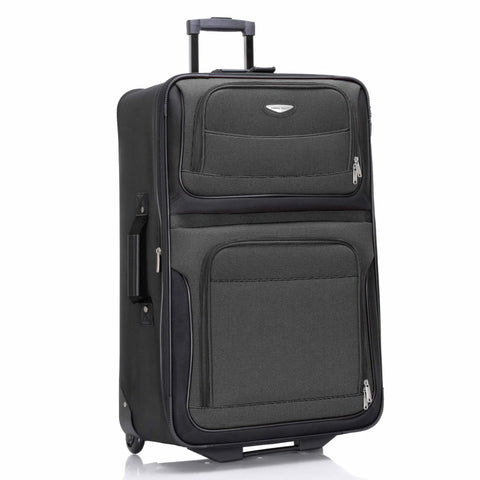Amsterdam Softside Expandable Luggage With Rolling Wheels Gray 29 Inch Large Durable 1200D Polyester Travel Case