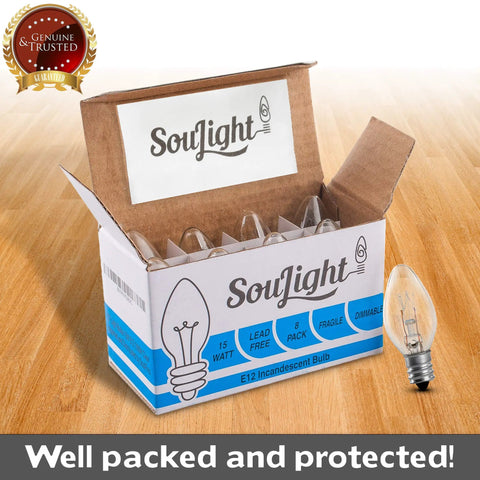 Box of Ultimate 15 Watt Salt Lamp Replacement Bulbs 8 Pack For Himalayan Salt Lamps Chandeliers Baskets Wax Warmers Night Lights with E12 Socket C7 Base Warm White