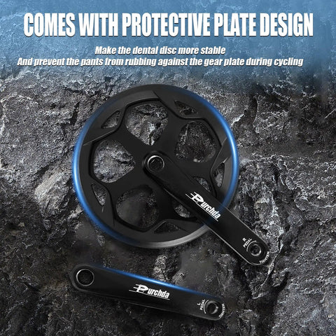 Universal 48T 52T Crankset For E Bikes With 170mm Aluminum Arm Tough Double Chain Guard displayed on textured surface