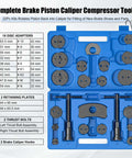 Must Have Universal Disc Brake Caliper Wind Back Tool And Piston Compression Set 26 Piece Blue Kit with adapters and bolts